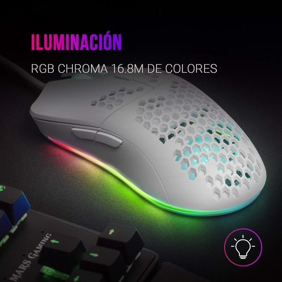 Mars Gaming MMAX Wit, Muis RGB 12400 DPI, Ultralicht 69g, Flexibele Kabel, Softw van mars — afbeelding 5