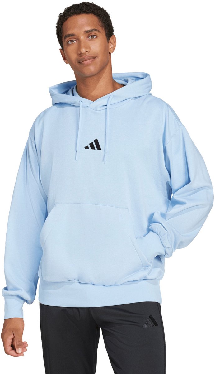 adidas Sweater Heren Essentials Feelcozy Hoodie Blauw