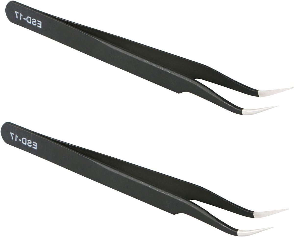 Precisie Pincetten - Antistatisch Gereedschap - Elektronica Reparatie - Niet-magnetisch Roestvrij Staal - 125mm Lengte - Zwart