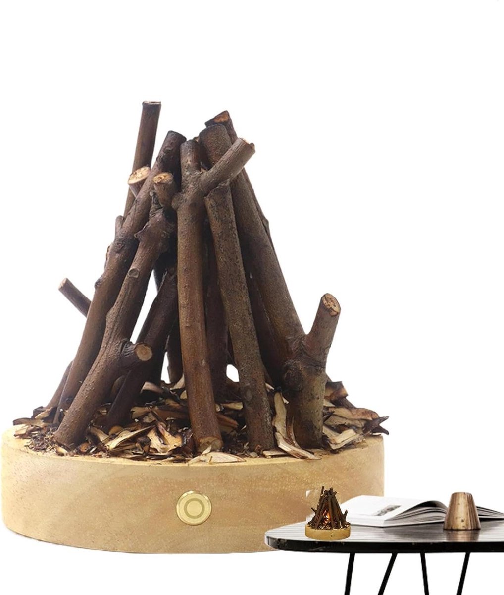 Vuurlamp LED - Haardhoutblokken Sfeer - Sfeer Creëren - USB Oplaadbaar - 12 Centimeter - Hout
