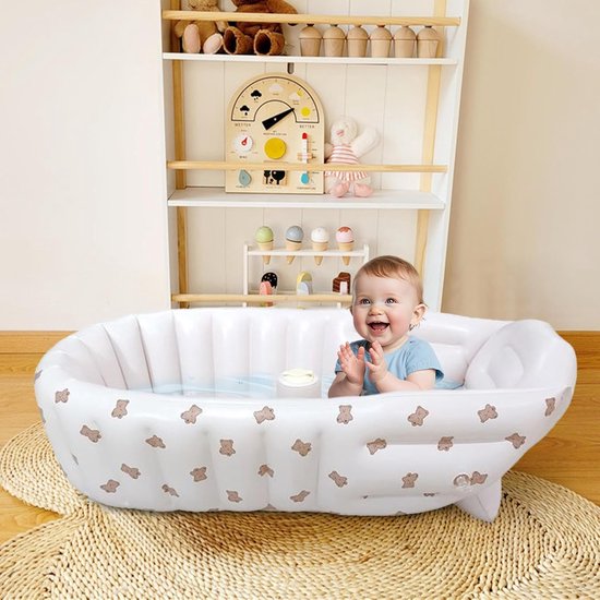 Baby Reisbad - Opblaasbadje - Veilig Baden - Compact Opvouwbaar - 90 x 55 cm - Beer — afbeelding 3