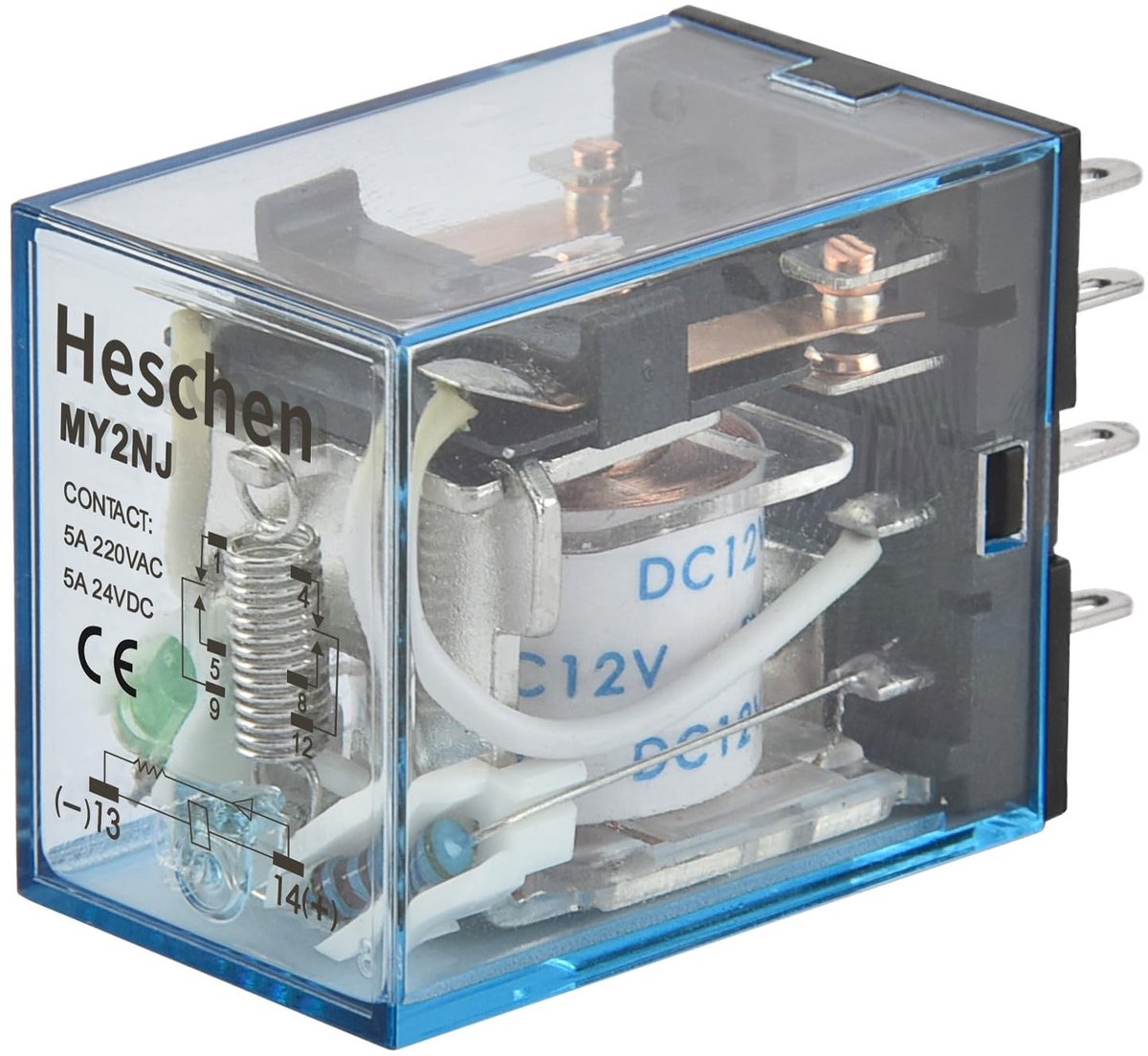 aladdien - 12V DC Relay - Schakelaanpassing - LED Indicator - 8-Pin Terminal - Bescherming voor Elektrische Apparaten - Geschikt voor Huishoudelijke..