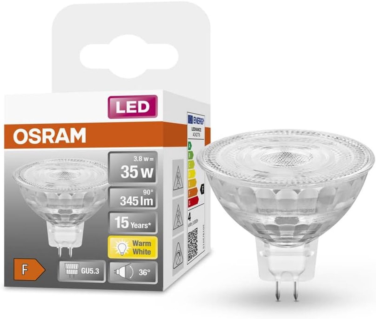 LED Spot GU5.3 35W Vervanger 345 Lumen Warm Wit 2700K Niet Dimbaar Glas