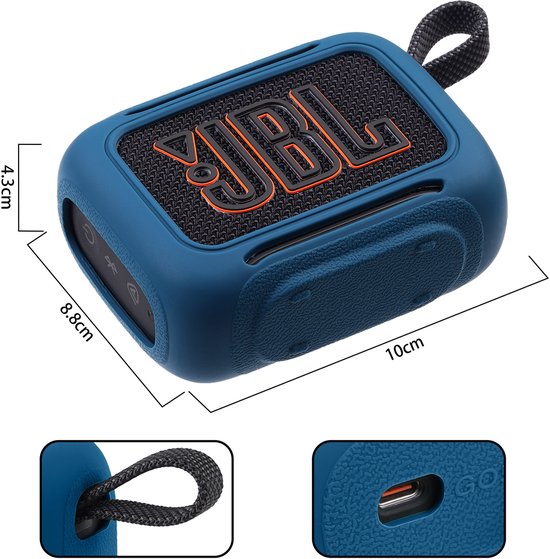 Beschermhoes geschikt voor JBL Go 5 Bluetooth Speaker - Meerdere Kleuren - Schokbestendig - Krasbestendig - Siliconen - Hoesje - Case - Bescherming - Navy Blauw van Merkloos — afbeelding 3