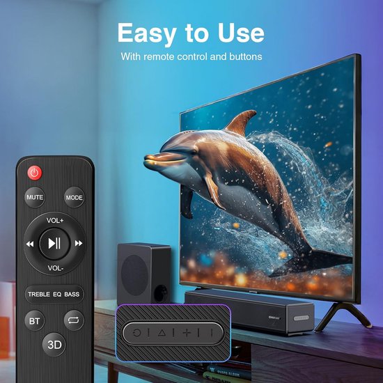 Draadloze Soundbar met Subwoofer en Dolby Digital voor Televisie — afbeelding 4