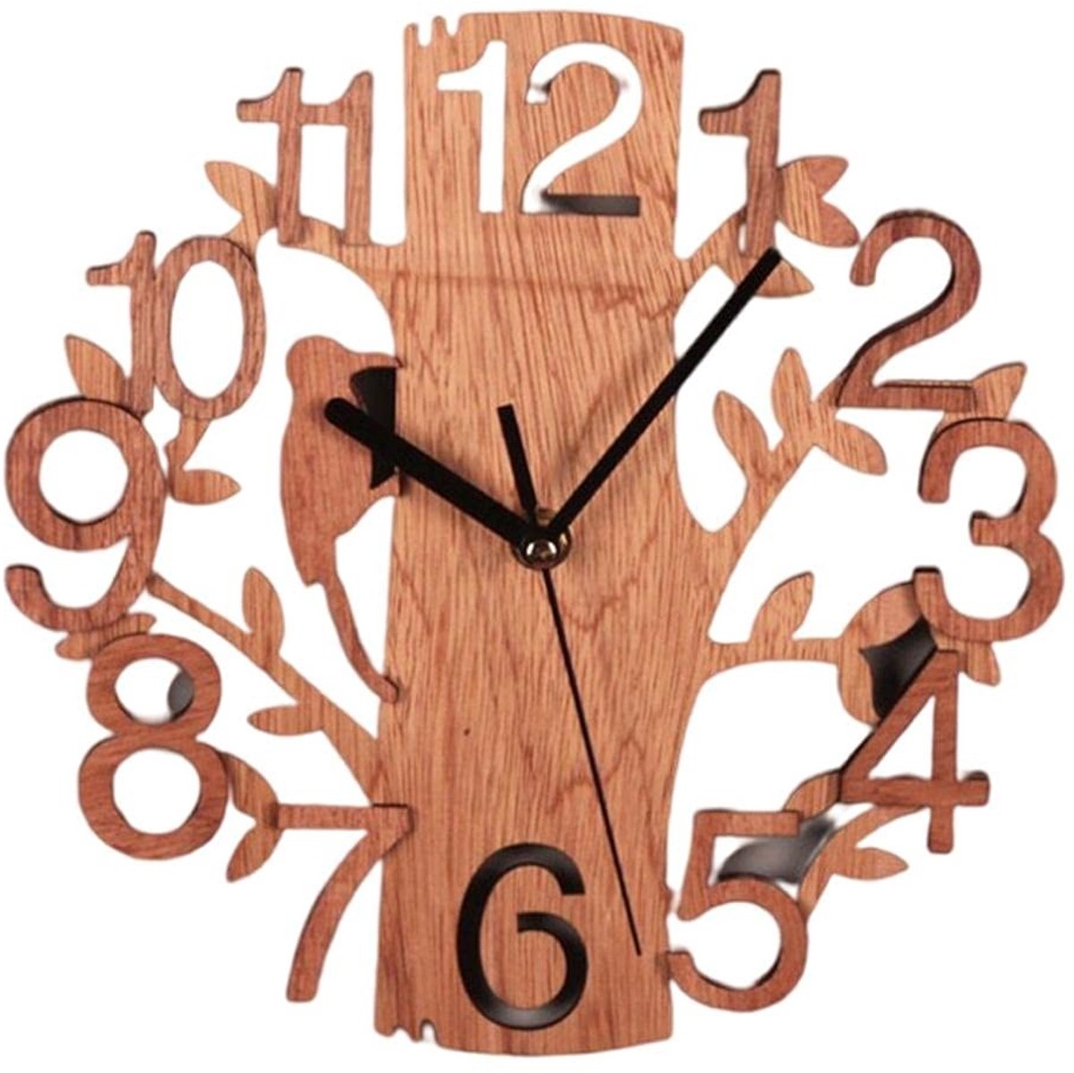 aladdien - Stille wandklok - Houten wandklok - Modern design - Zwart - Decoratieve klok - Vermijd tikkende geluiden - Geschikt voor kantoor en woonk...