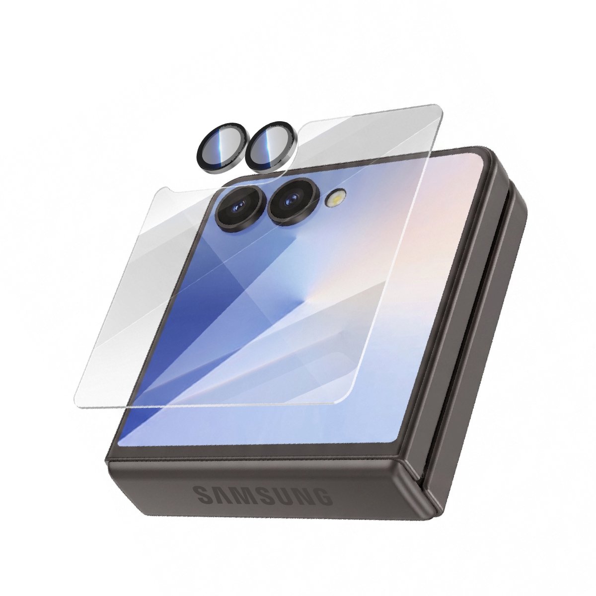 Force Case, Screenprotector geschikt voor Samsung Galaxy Z Flip 7 - 2.5D CeramicShield met Lens Protector, Transparant