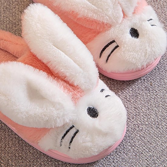 Babyslofjes - Konijn print - Thuis warm - Zachte voering - 12-18 maanden - Roze — afbeelding 4