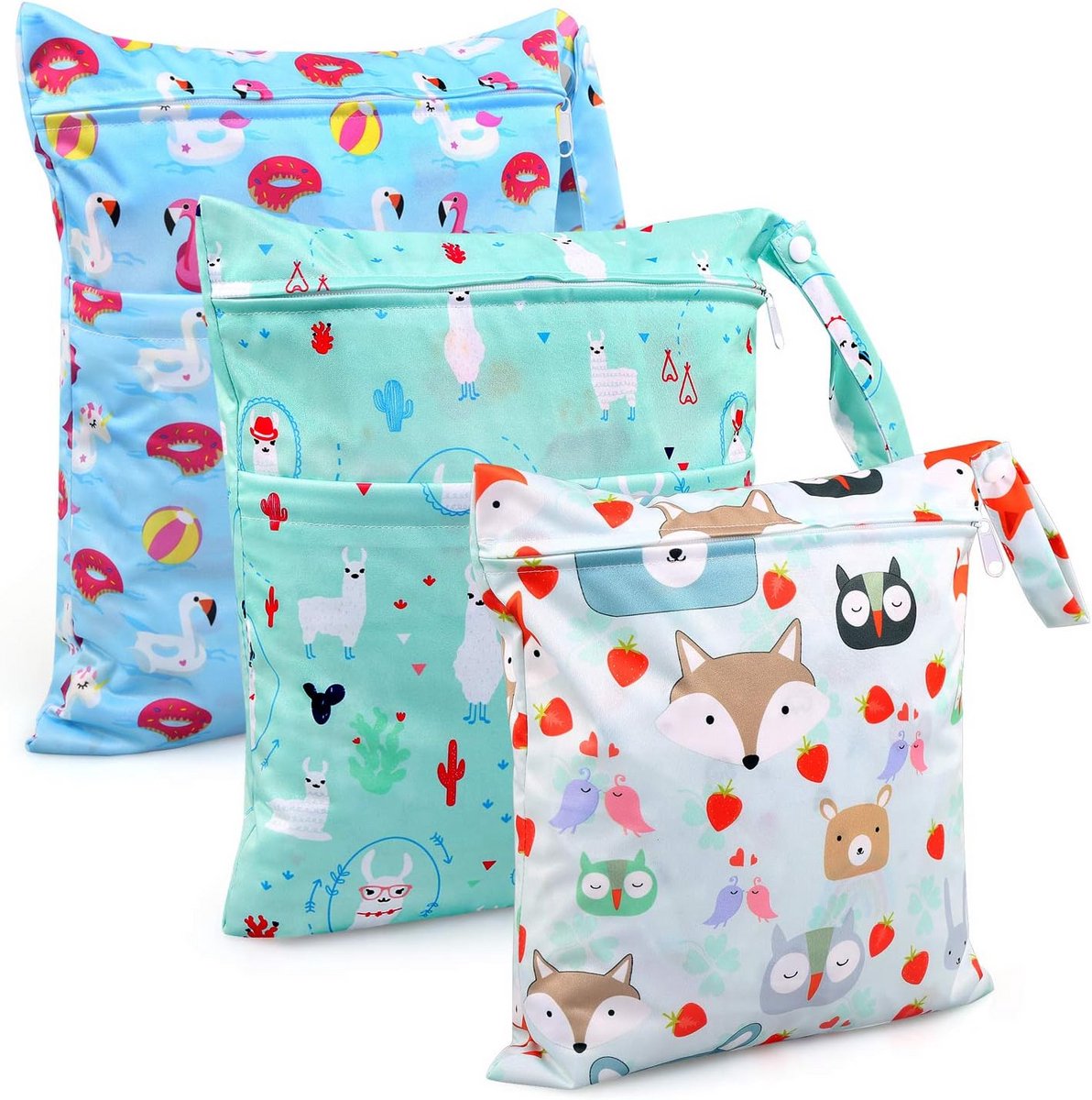 Natte Tas, BelleStyle Luiertas, 3 Pcs Natte Droge Tas, Herbruikbare Productzakken, Tas Voor Nat Pak, Waterdicht Wasbaar Hangende Grote Ritssluiting Voor Babyluiers Tas, Reizen, Sporttas (Blauw)