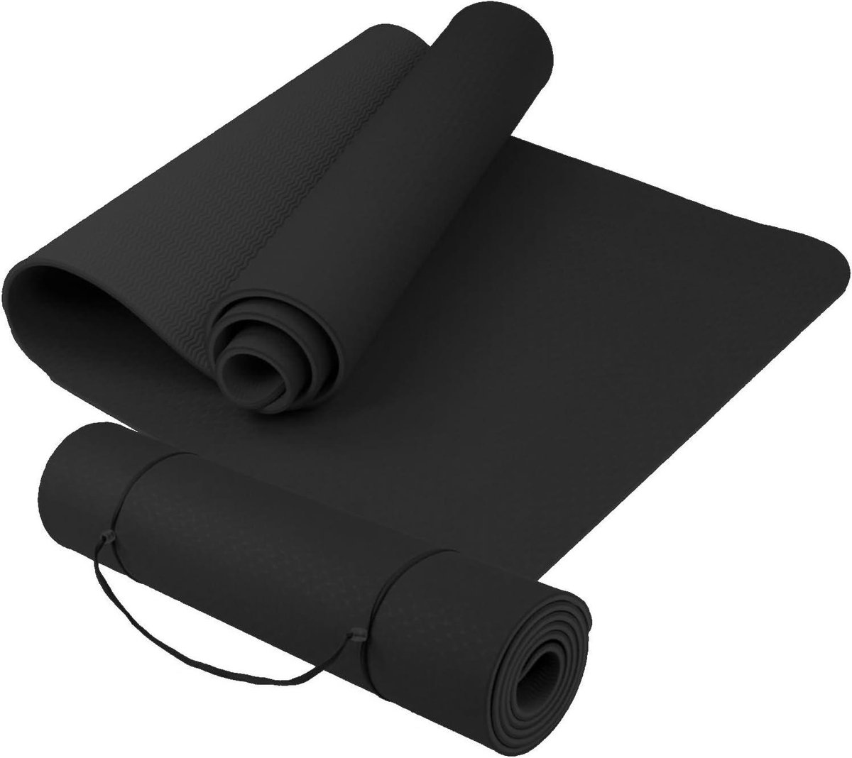 Yogamat Fitnessmat - Pilates Tapijt - Sporten Thuis - Dubbelzijdig Antislip - 183 x 61 cm - Zwart