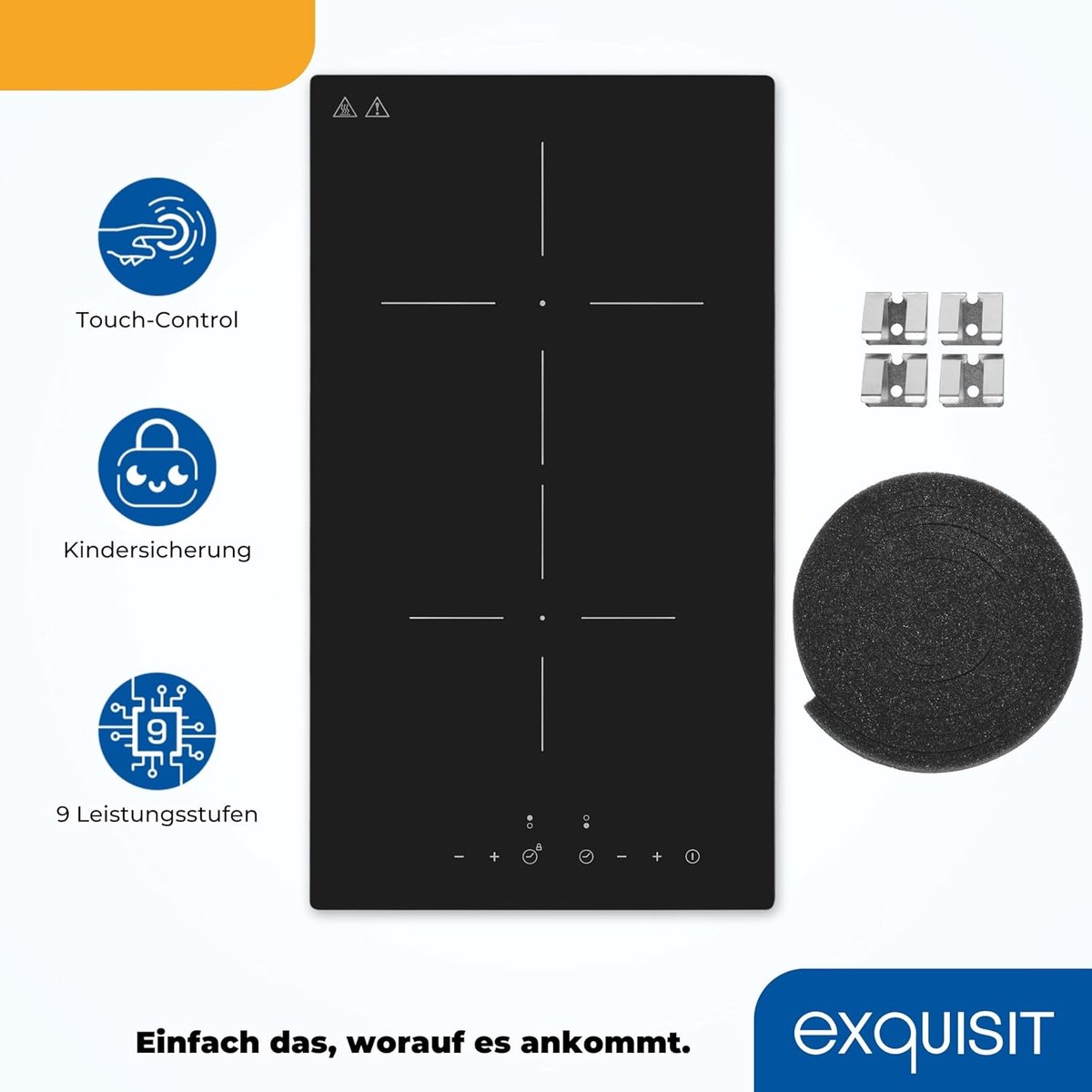 Keramische Kookplaat - Inbouw Kookveld - Snel Koken - Touch Control - 30 cm Breed - Zwart