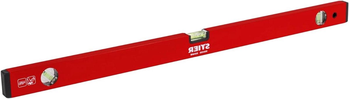 Waterpas Aluminium - Meetinstrument Libellen - Nauwkeurig Meten - Drie Libellen - 80 cm - Rood