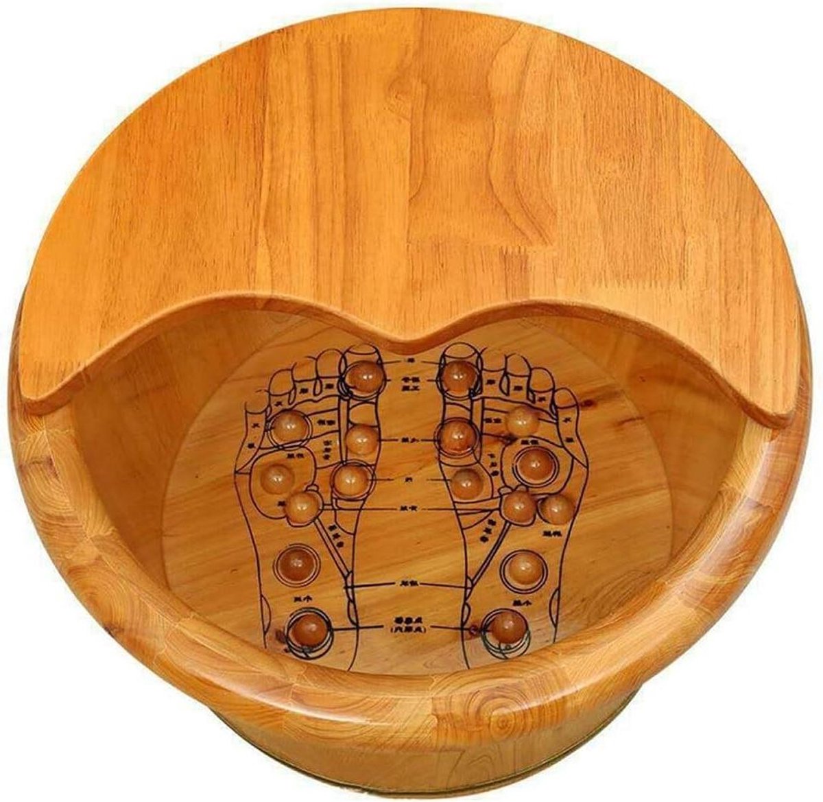 Houten Voetenbad - Voetenbad met deksel - Voeten ontspannen - Waterdicht en lekvrij - 38 x 38 x 26 cm