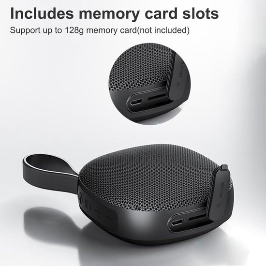 Oneay Magnetische golfspeaker - Draagbare IPX6 Bluetooth 5.3 speaker met stereo bas, microfoon en draagband - Met geheugenkaartslot, magneet en haak voor bevestiging aan golftas - Geschikt voor buitengebruik - Zwart van oneay — afbeelding 3