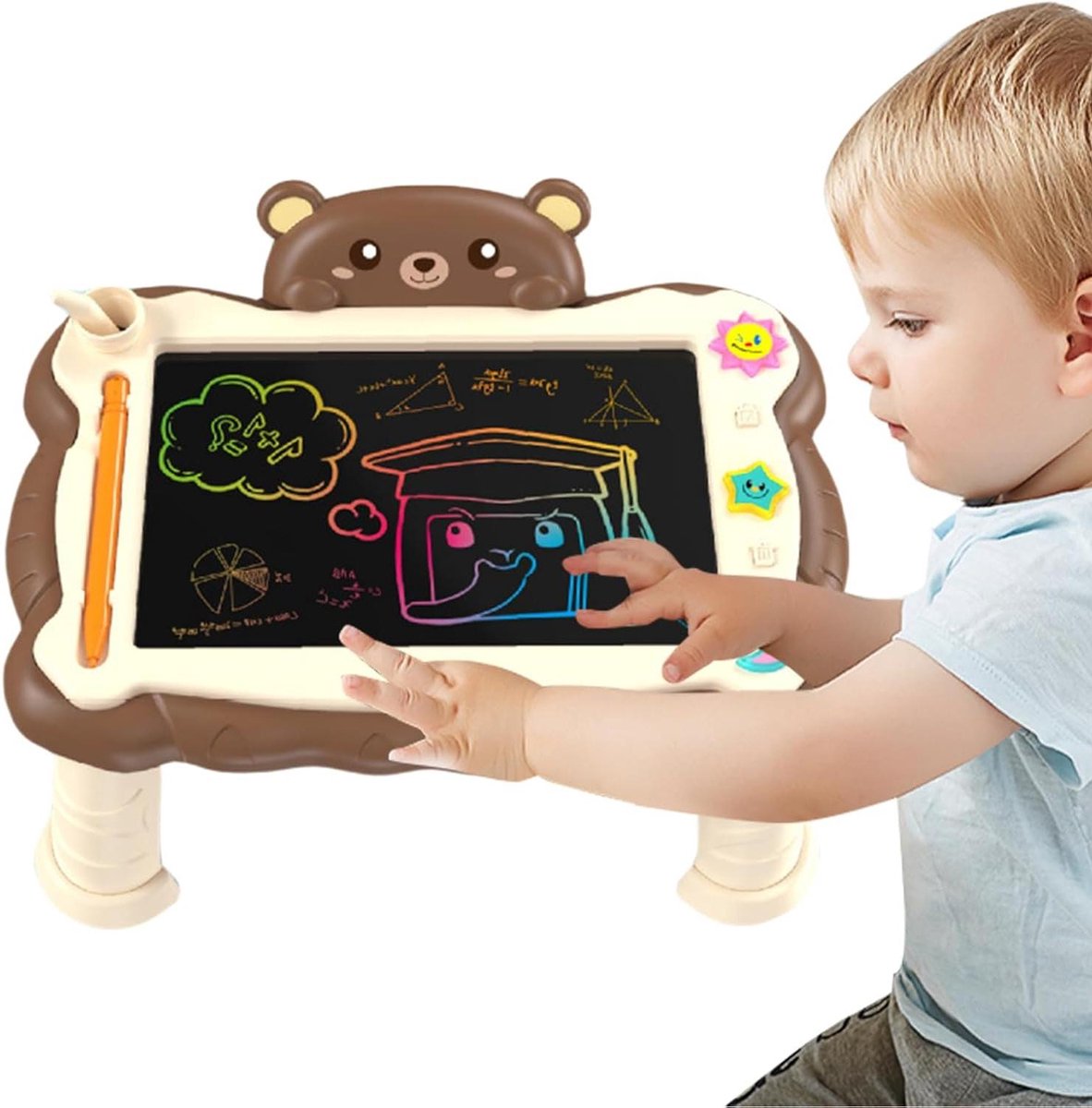 Schrijftablet - Tekentablet kinderen - Creatief bezig zijn - Herbruikbaar en duurzaam - 30 cm - Bruin