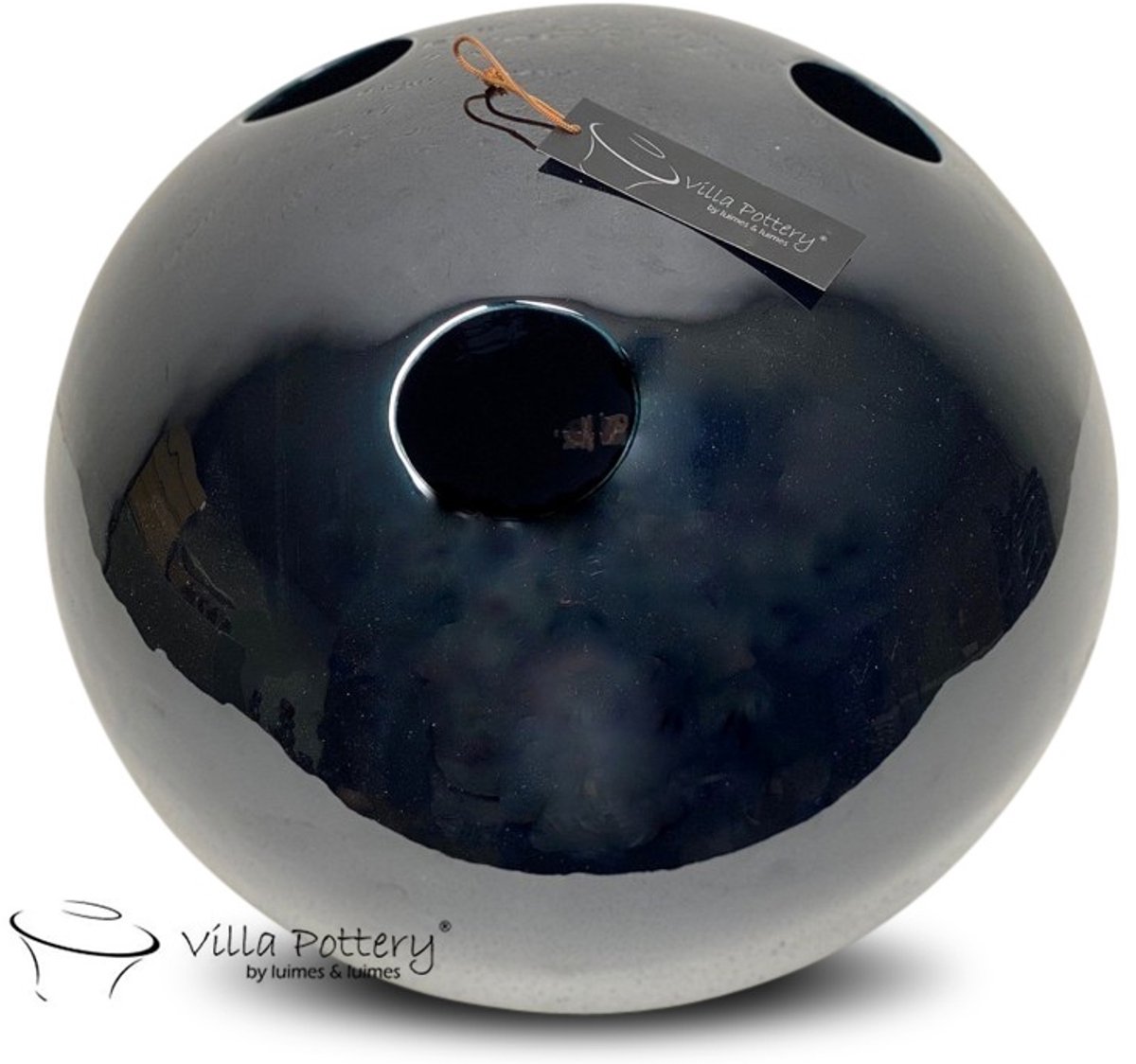 Villa Pottery Marrakech Vaas Blauw Zwart D20 x