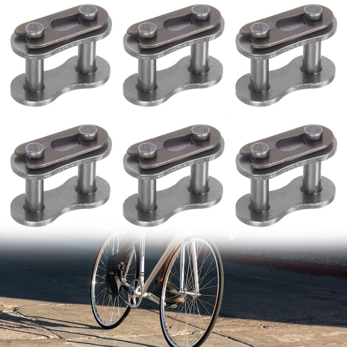 ONF3 - Master Chain Connector Link - Kettingschakels - Robuuste verbinding - Zilver - Geschikt voor motorfiets en scooter - 6 stuks