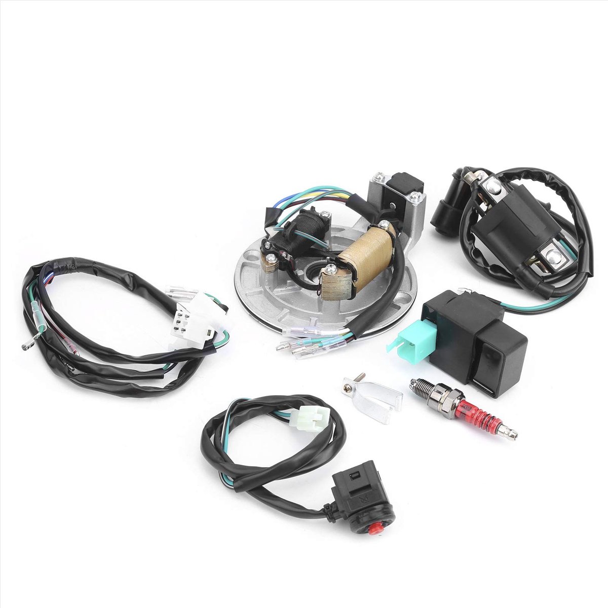 ONF3 - Bobine Stator Kabelboom - Bougieset - Eenvoudige installatie - Zwart - Ontsteking draad - Geschikt voor Dirt/Pit Bike - Ondersteunt...