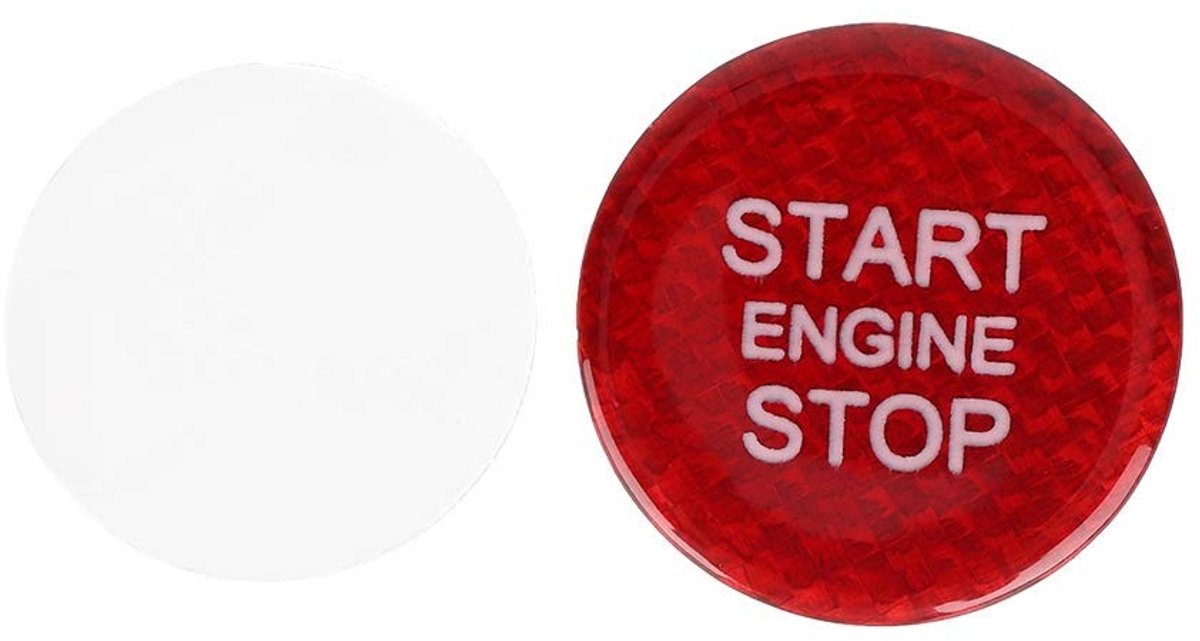 aladdien - Rode Motor Start Stop Knop Cover - Koolstofvezel - Slijtvastheid - Opvallende kleur - Ontsteking Startknop - Auto Accessoire - Geschikt v..