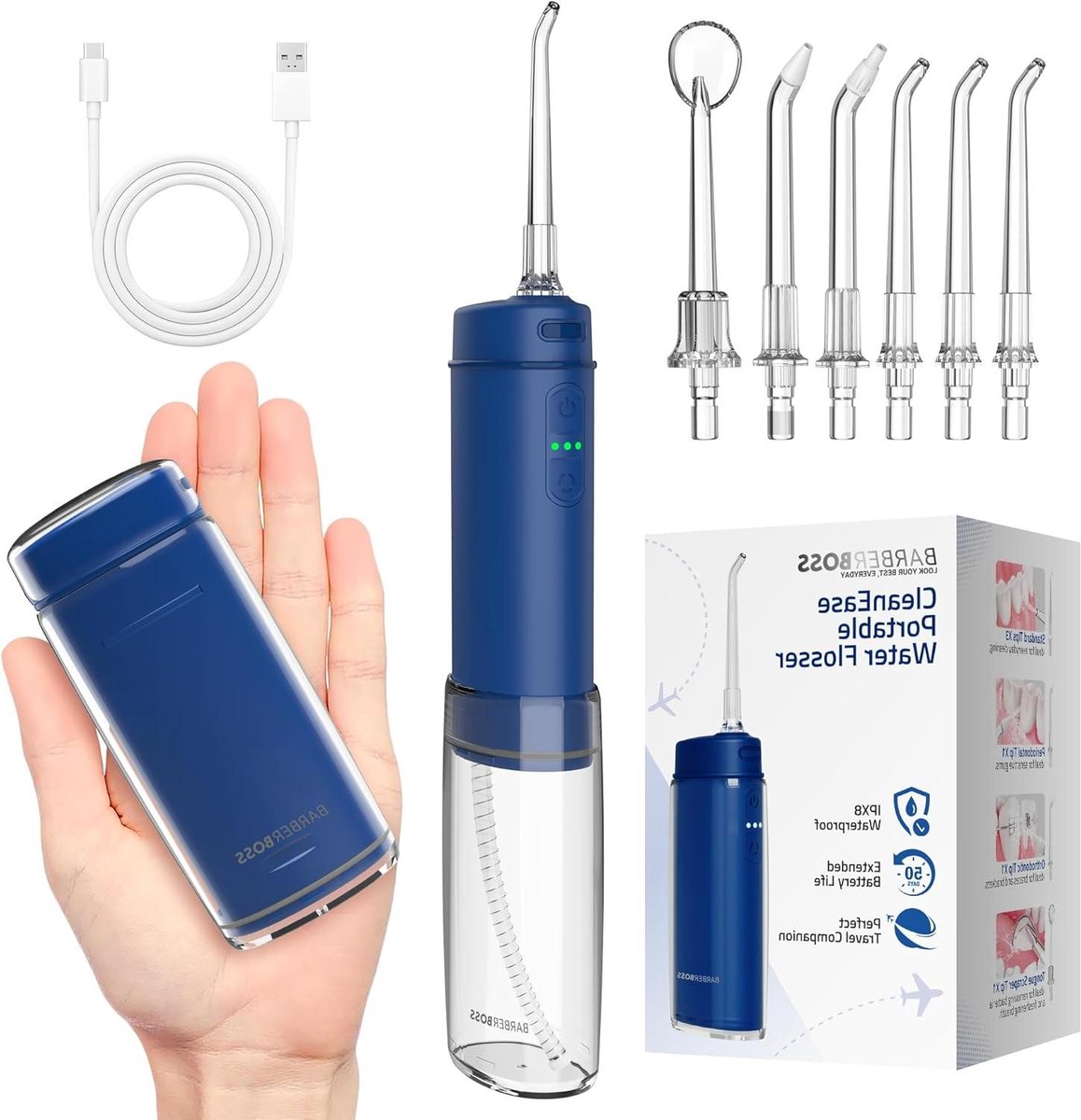 Water Flosser - Monddouche - Mondhygiëne - 3 Drukstanden - 180ML Tank - Blauw