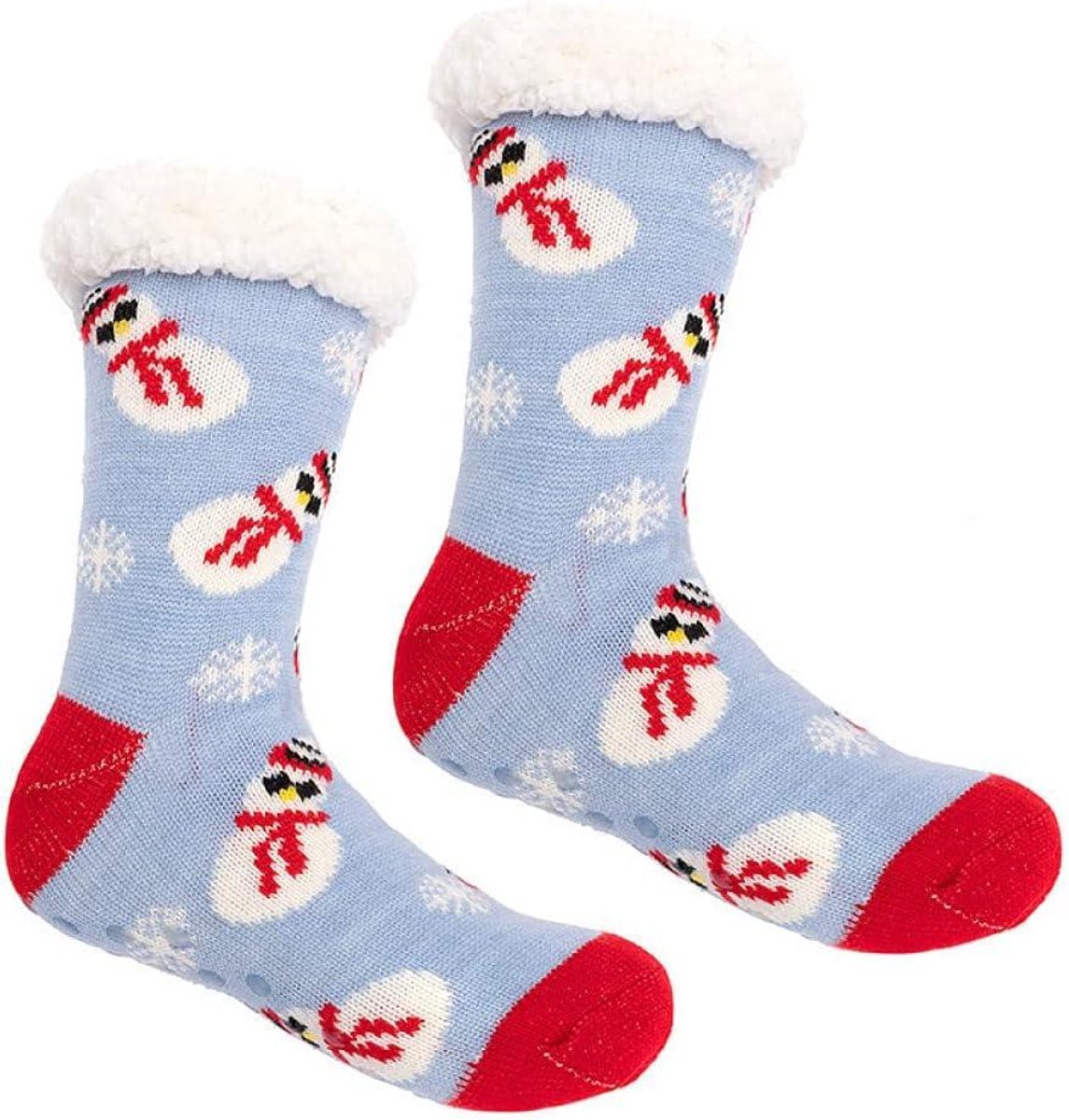 Dames Stoppersokken - Huissokken Pantoffelsokken - Warm Voeten Houden - Anti-slip Zolen - One Size - Lichtblauw
