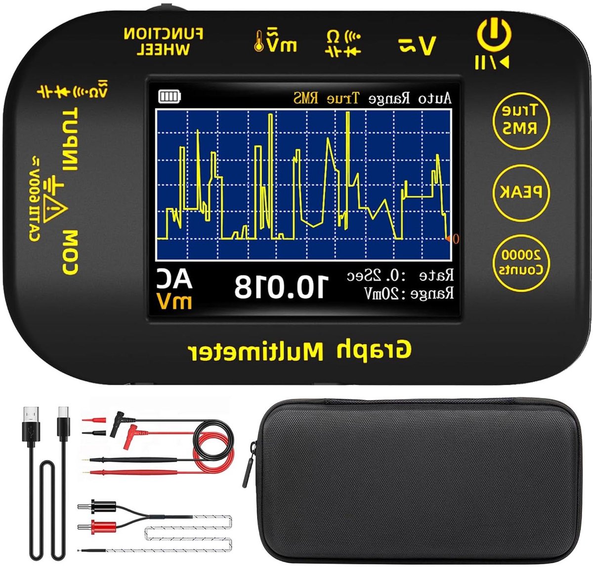 Digitale Multimeter - Meetinstrument Tester - Circuit Analyse - Opnamemodus Kleurendisplay - 20000 Counts - Zwart