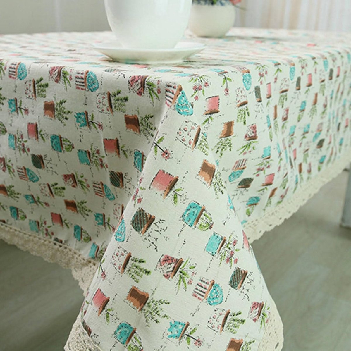 Tafelkleed - Eettafelhoes - Buiten eten - Waterafstotend - 140x140cm - Wit