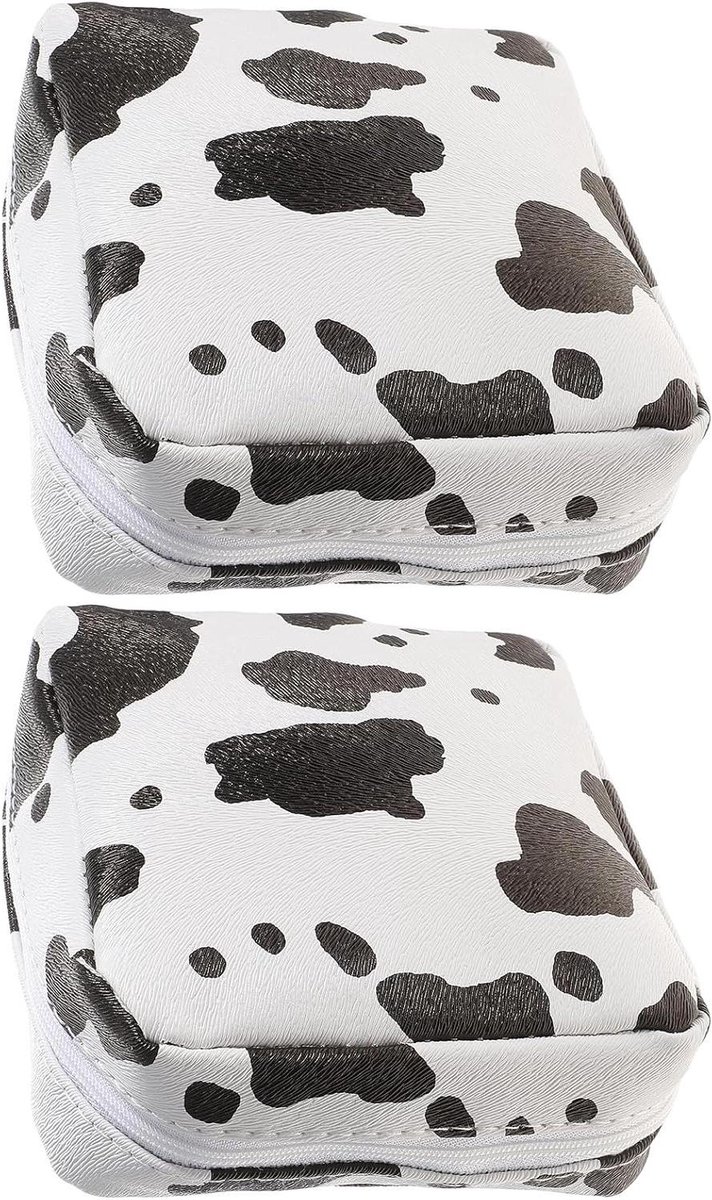 Menstruatiezakjes - Maandverband tasje - Privacy Beschermen - Koeienprint Design - 2 Stuks 13 cm - Multicolor