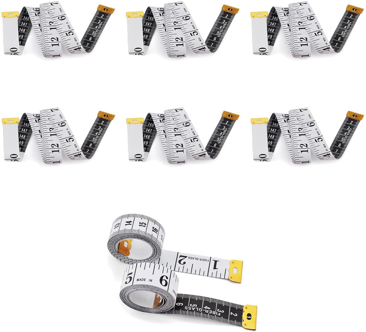 Meetlint Set - Flexibele Bandmaat - Kleding Maken - Dubbelzijdig Schaal - 200 cm - Wit