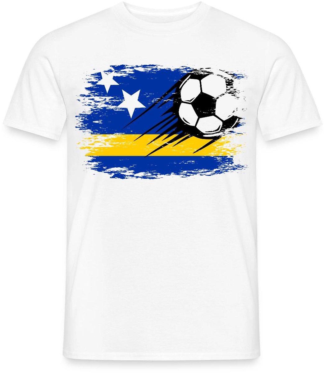 Curaçao Flag Met Voetbal T-Shirt Heren