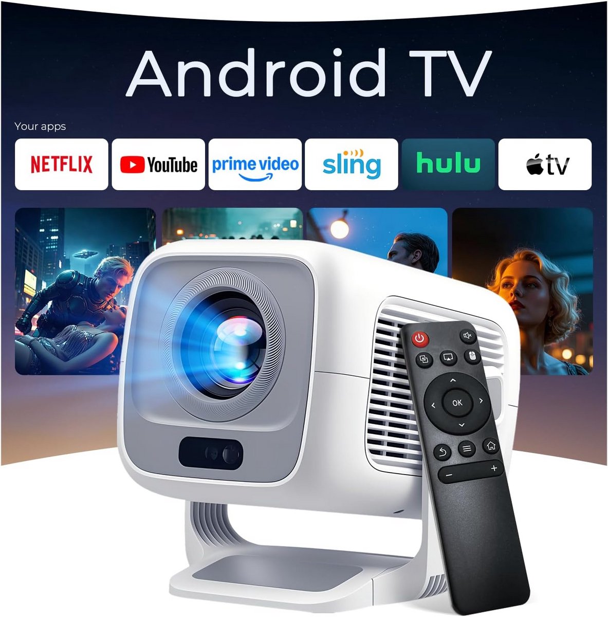 Smart Beamer - Projector Beamer - Films Kijken - Automatische Focus - 600 Lumen - LumeCube 300
