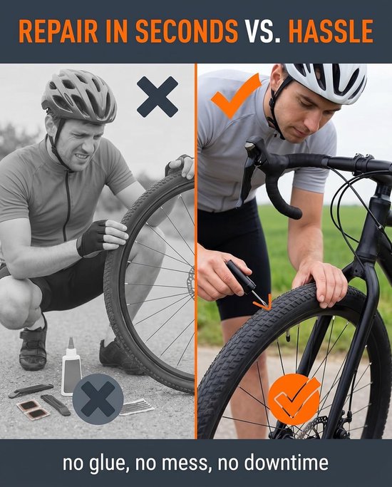 Tubeless Bandenreparatie - Lekke Band Kit - Fietsen Repareren - Snel en Zonder Lijm - Compact Formaat - Zwart — afbeelding 5