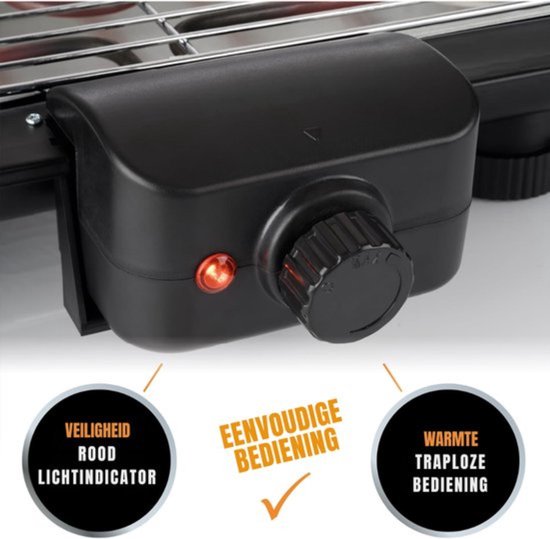 Thuys - Elektrische Tafelgrill Zwart XXL - 51x30cm Grilloppervlak - 2200W - Traploze Temperatuurregeling - voor Balkon en Binnen van thuys — afbeelding 4