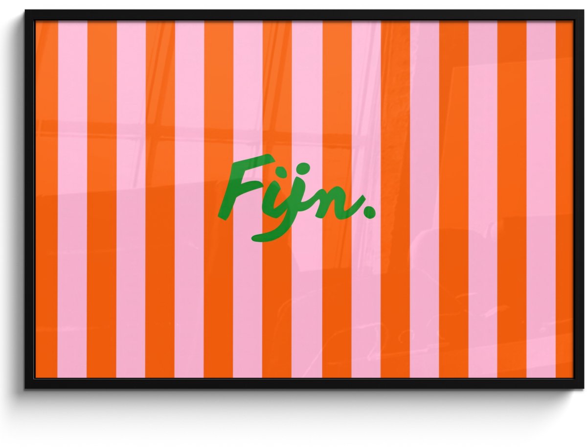 FrameYourWall Poster in lijst - Fotolijst 120x80 cm - Posters - Patroon - Oranje - Fijn - Strepen - Posterlijst zwart - Decoratie - Wanddecoratie woonkamer - Muurdecoratie slaapkamer