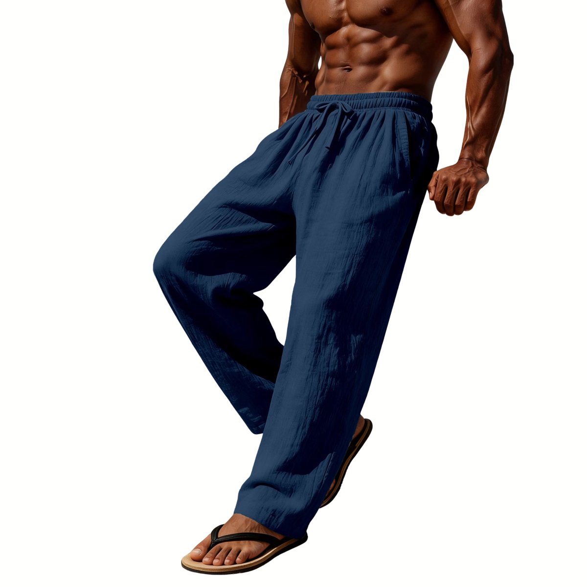 Currero Linnen Broek Heren - Zomerbroek - Volwassenen - Lange Broek - Pantalon - Strandbroek - Zomer - Ibiza Stijl - Marineblauw XXXL