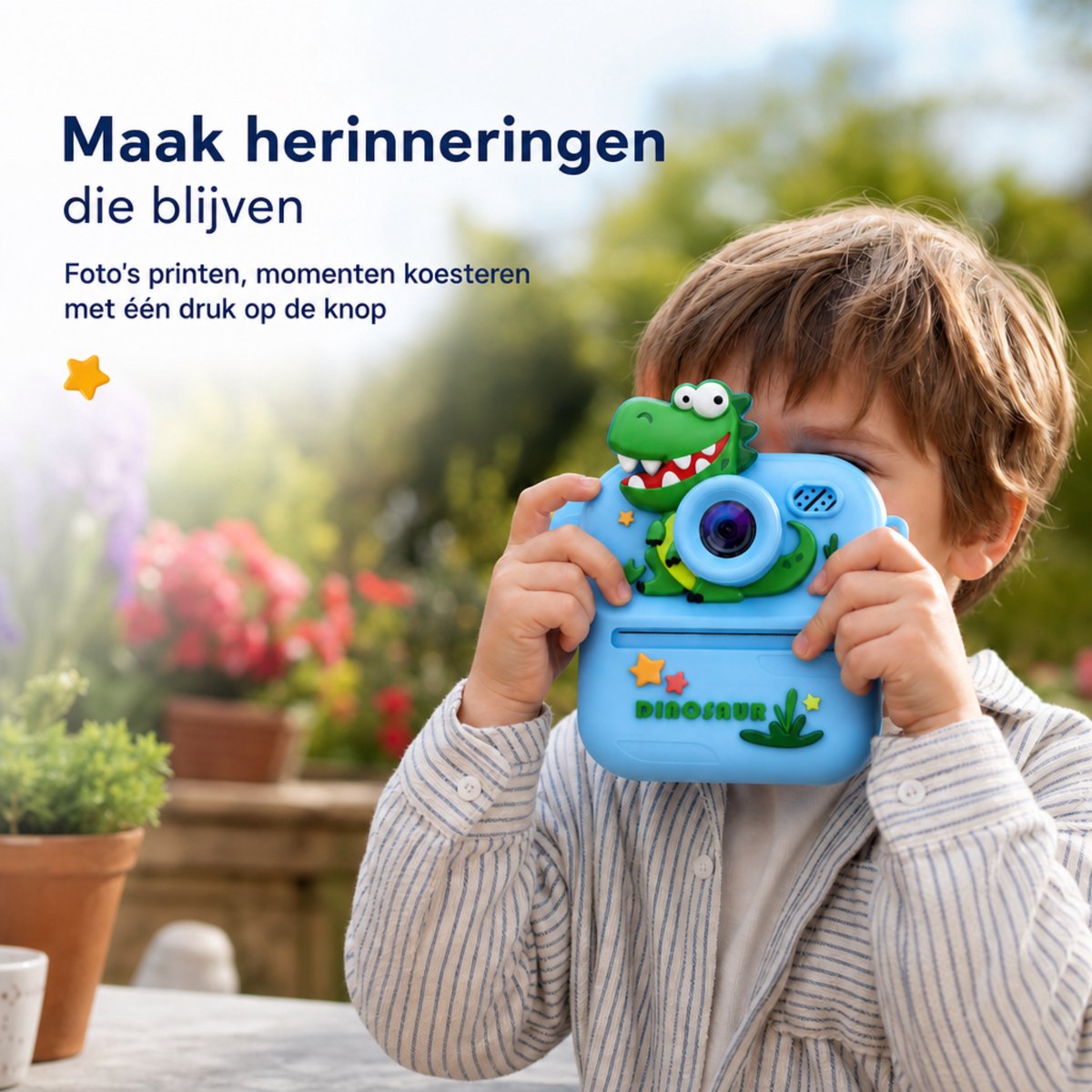 Boncy® Digitale Kindercamera met Foto Printer - Instant Print Kinder Camera - Dinosaurus Fototoestel voor Kinderen Jongens & Meisjes - Digitaal Kindercamera's Speelgoed - Dino Fotocamera 48MP - Fotoprinter Speelgoedcamera Pocket Printer Blauw – foto 8