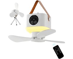 KZQ Draagbare tentventilator plafondventilator 4 snelheden stil dimbaar LED licht afstandsbediening met timer voor camping tent RV