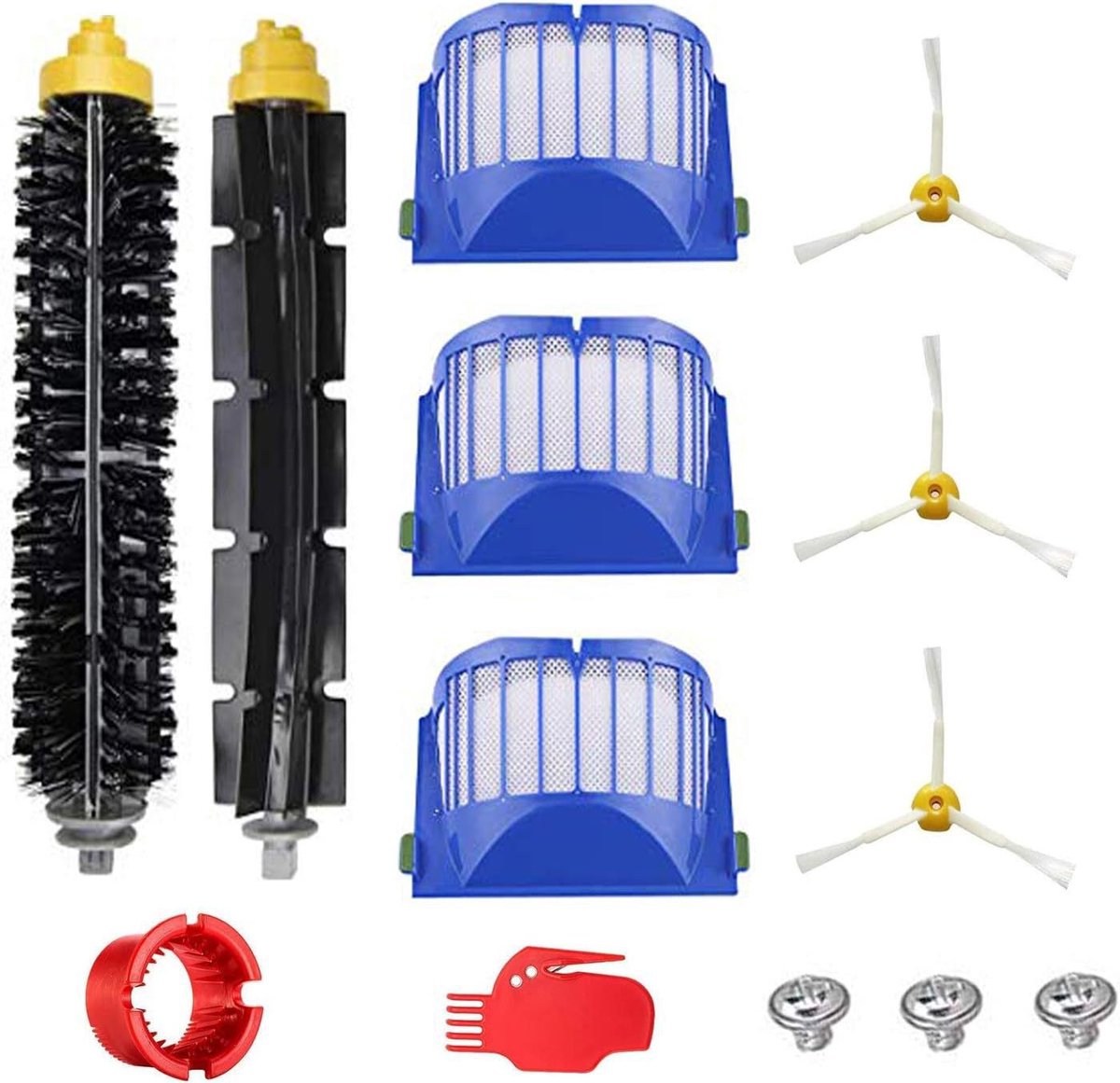 Vervangende Accessoirekit Geschikt voor iRobot Roomba 600 Serie: Zijborstels + Rollenborstels + Stofzuigerfilters + Reinigingsgereedschap
