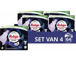 Robijn - Wasmiddeldoekjes Black Velvet - 4 x 16 stuks - Voordeelverpakking