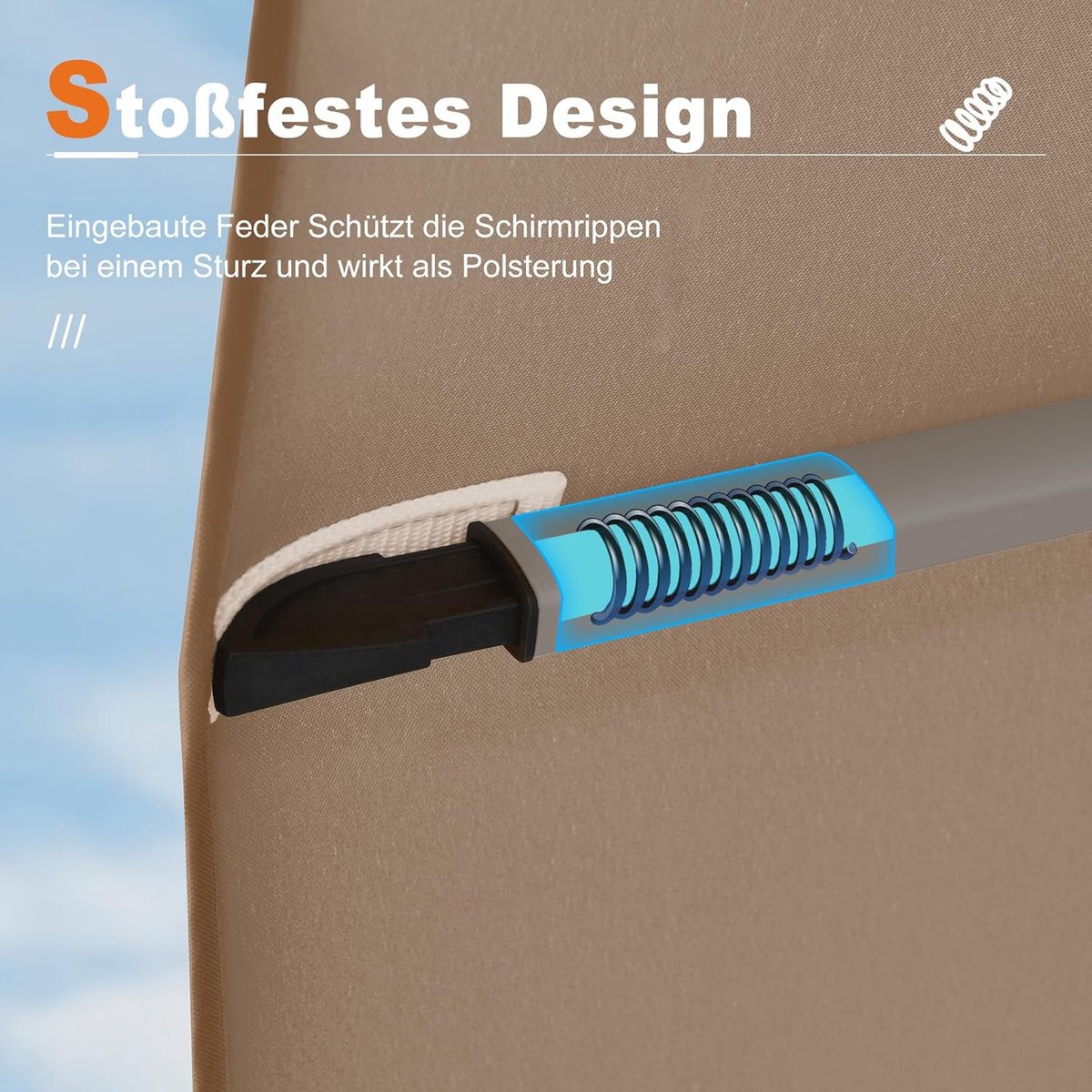 Zweefparasol 300x300 cm Vierkant – 360° Draaibaar & Kantelbaar – XXL UV50+ Zonwering met Dubbel Dak – Aluminium Frame – Beige Tuinparasol zonder Voet – Laura
