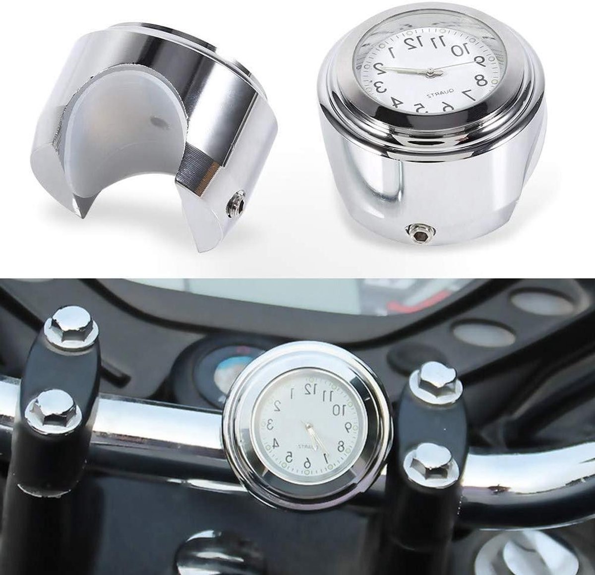 Motorfiets Stuur Klok - Motorfiets Horloge - Tijd Weergeven Onderweg - Lichtgevende Cijfers - 4.5 cm Diameter - Populaire Kleur