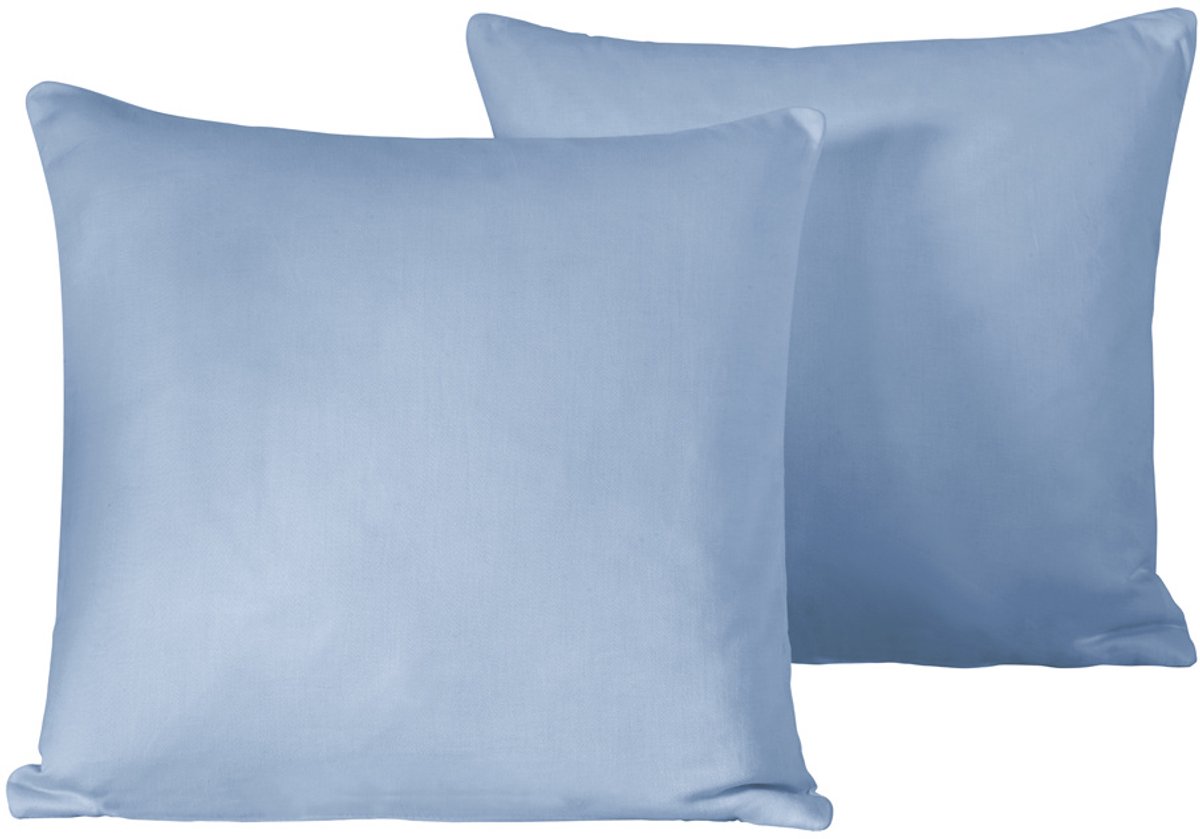 De Witte Lietaer Set Kussenslopen Olivia Serenity- 2 stuks - 40 x 40 cm - Blauw - Katoen Satijn