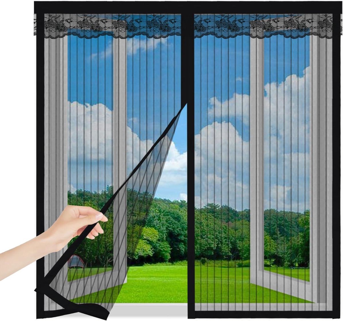 Magnetisch Raam Hor - Vliegengaas Raam Horren - Insecten Buiten Houden - Zelfsluitend Met Magneet - 100x165cm - Zwart