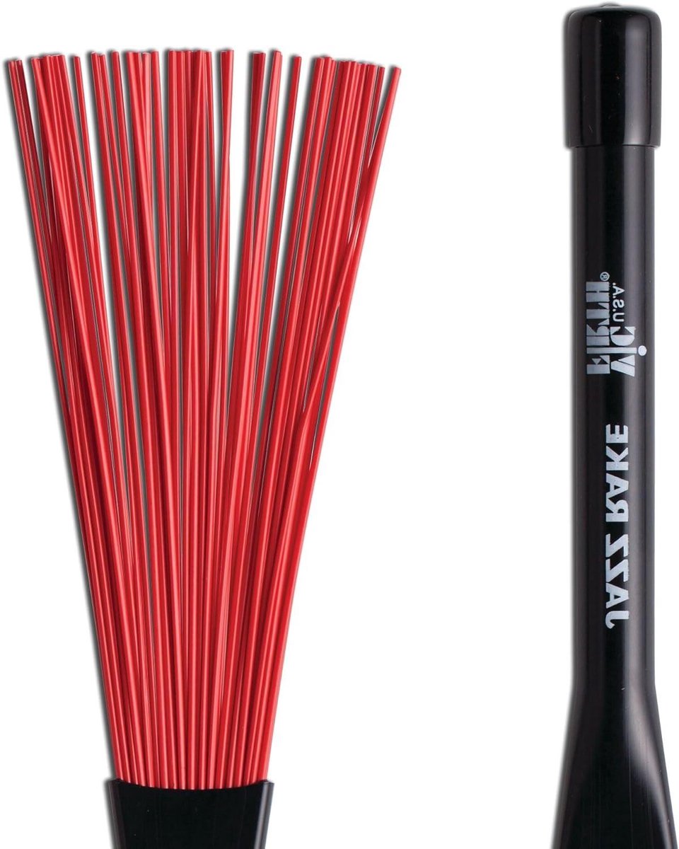 Jazz Rakes Drum Borstels - Intrekbare Borstels - Fusion Jazz Spelen - Intrekbare Flexibele Borstelharen - 4 inch Spreiding - Rood