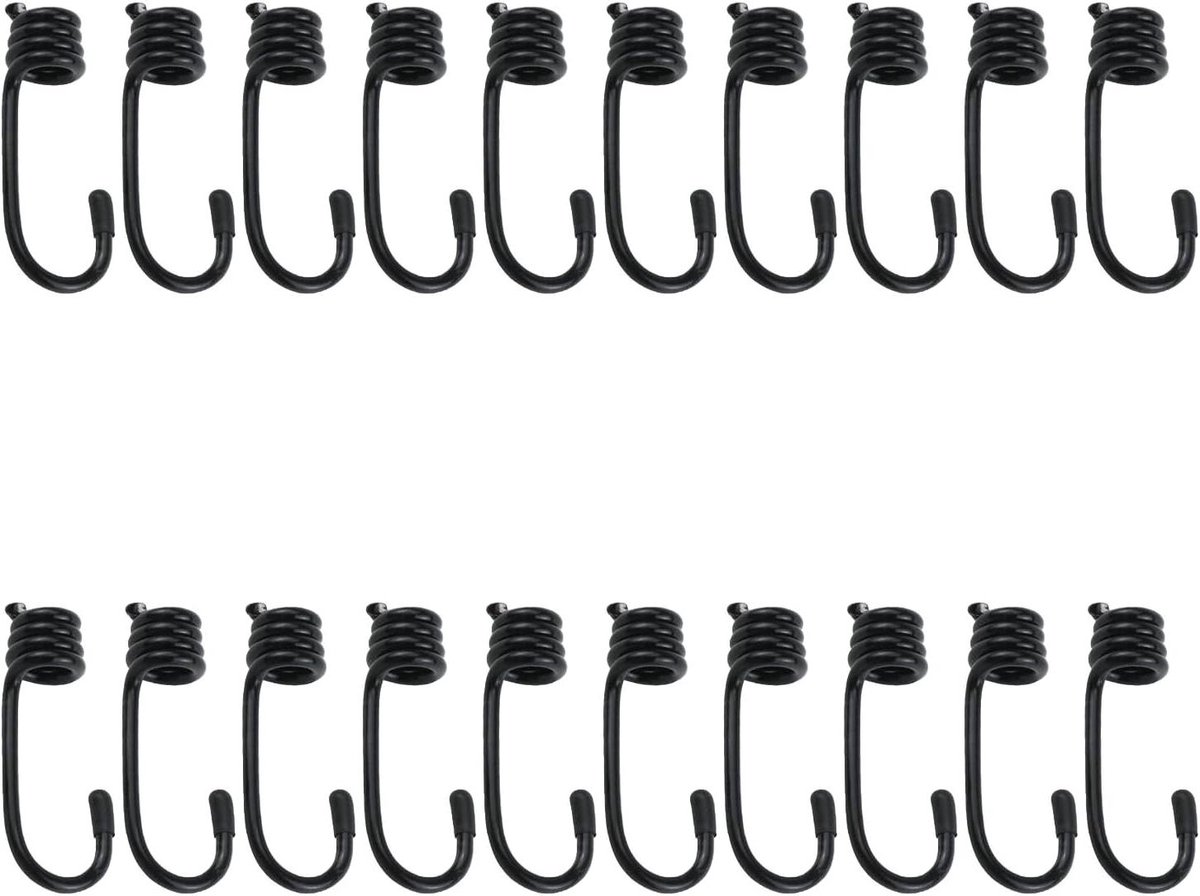 Bungee Shock Cord Haken - Bagage Touw Haken - Bagage Vastzetten - Stevig IJzer Materiaal - 10mm 12mm - Zwart