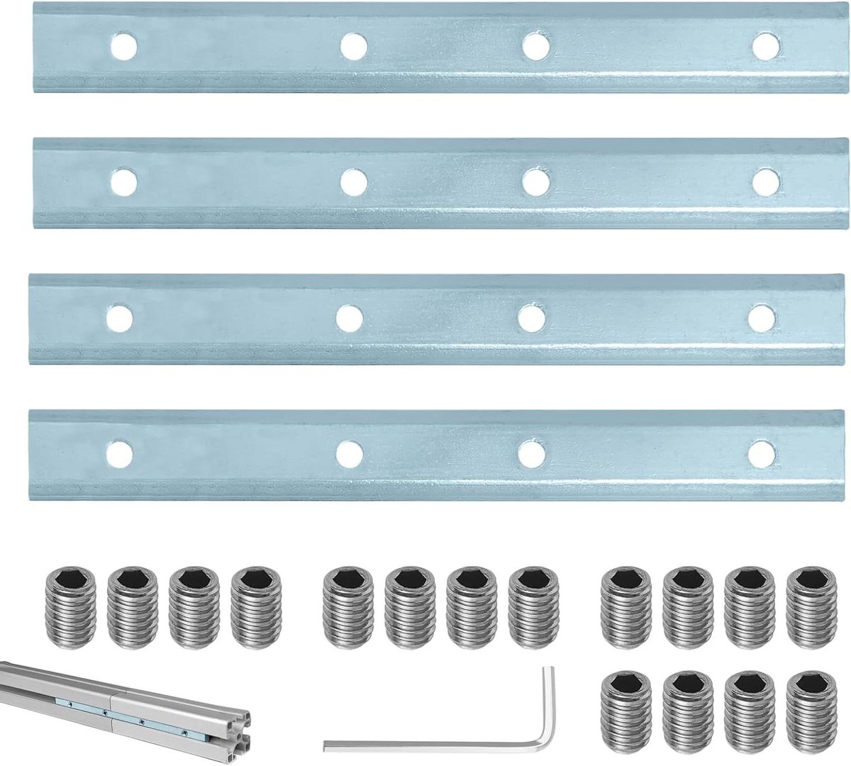 Rechte Lijnconnector - Profielconnector Plaatbevestiger - Aluminium Profielen Verbinden - Geïntegreerde Verborgen Verbindingsgroef - 4 stuks 40 x 40 cm