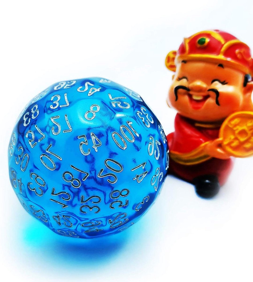Transparante Dobbelsteen - D100 Dobbelsteen - Spelletjes Avonden - 100 Zijden Kubus - 45mm - Translucent Blauw