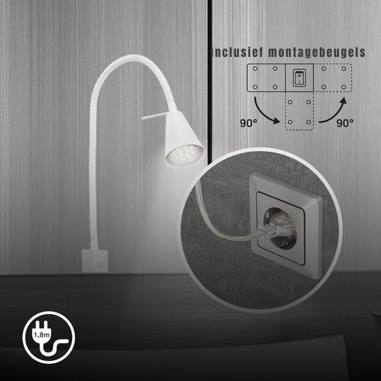 REN® Bedlampjes Hoofdbord - Leeslamp - Nachtlampje - Dimbaar - Wit - 22cm x 22cm x 41cm van Merkloos — afbeelding 4