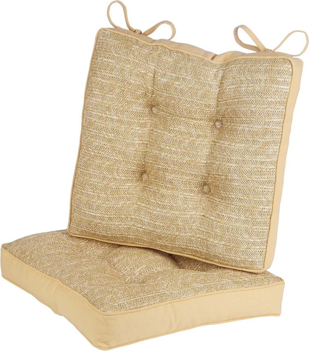 Terrasstoelkussens Set - Zit- en rugkussens - Comfort op terras - Waterbestendige bekleding - 40x40 cm - Naturel