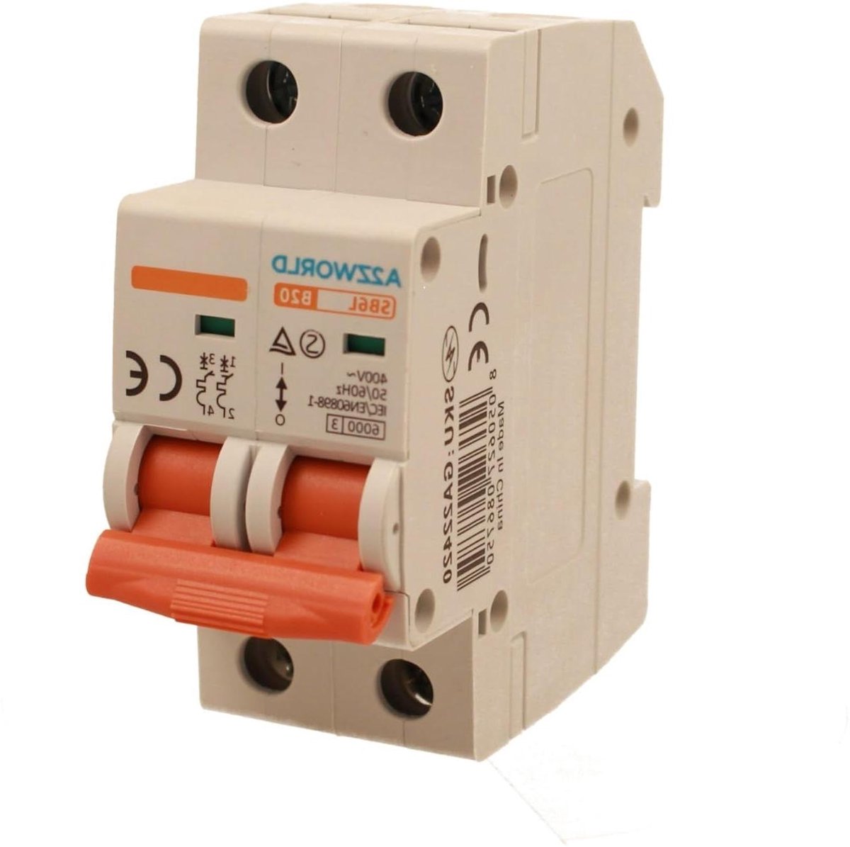 Stroomonderbreker 20A - Automaat B20 - Elektrische Beveiliging - Hoge Schakelcapaciteit 6kA - 2 DIN Modules - Grijs